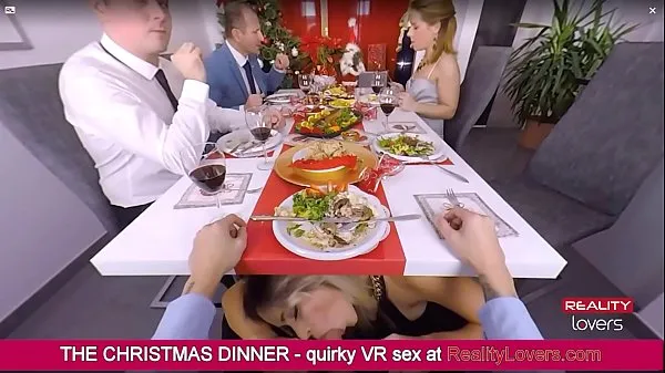Show Blowjob under the table on Christmas in VR with beautiful blonde fresh Videos