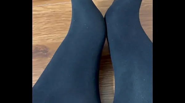 Show Flaunting and rubbing together my black nylon feet fresh Videos